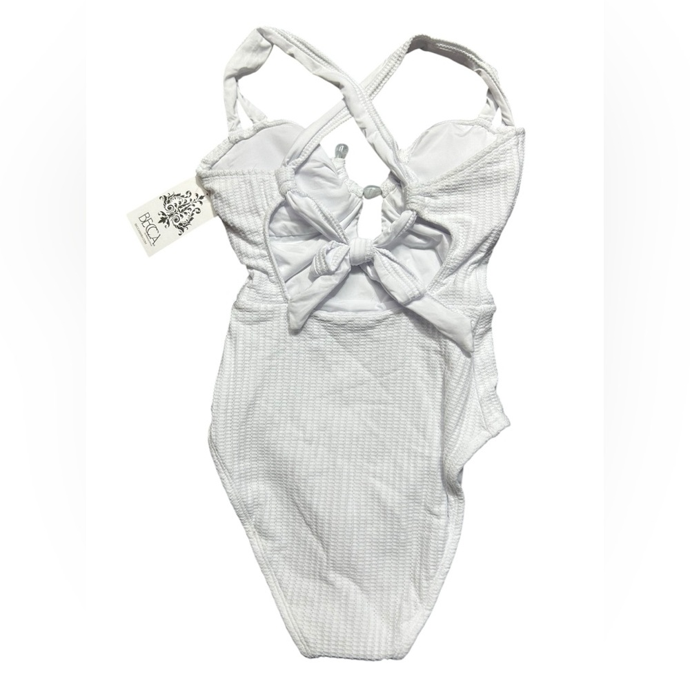 BECCA White Textured One-Piece Swimsuit with Twist Front - Picture 4 of 5